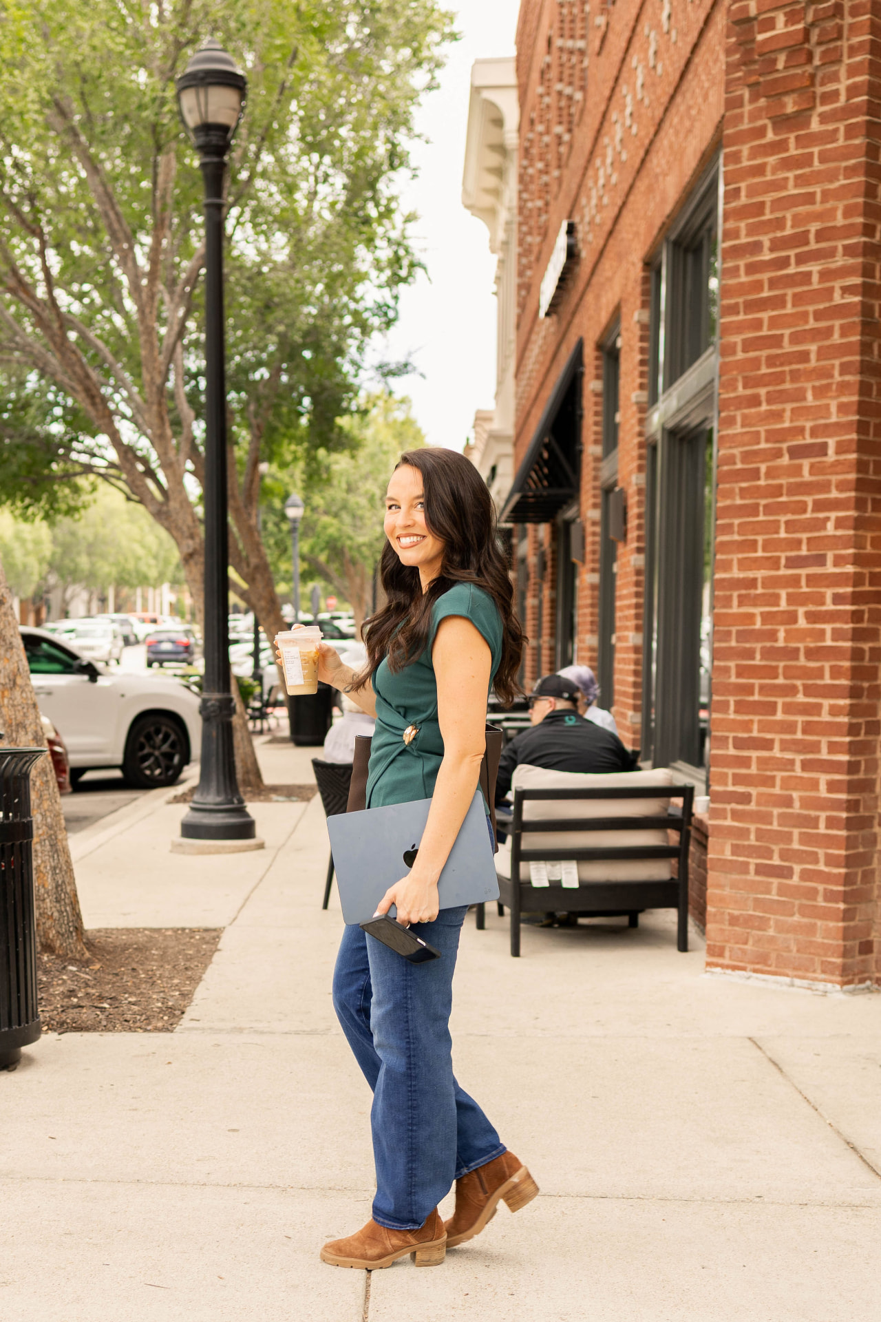 Alyssa Hidalgo walking through a North Texas town center